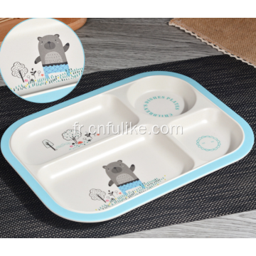 Assiette en plastique pour enfants en fibre de bambou